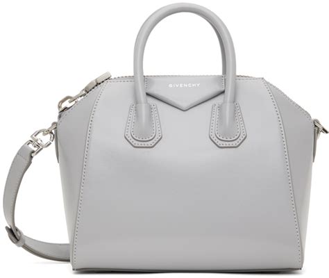 Givenchy: Gray Mini Antigona Bag 